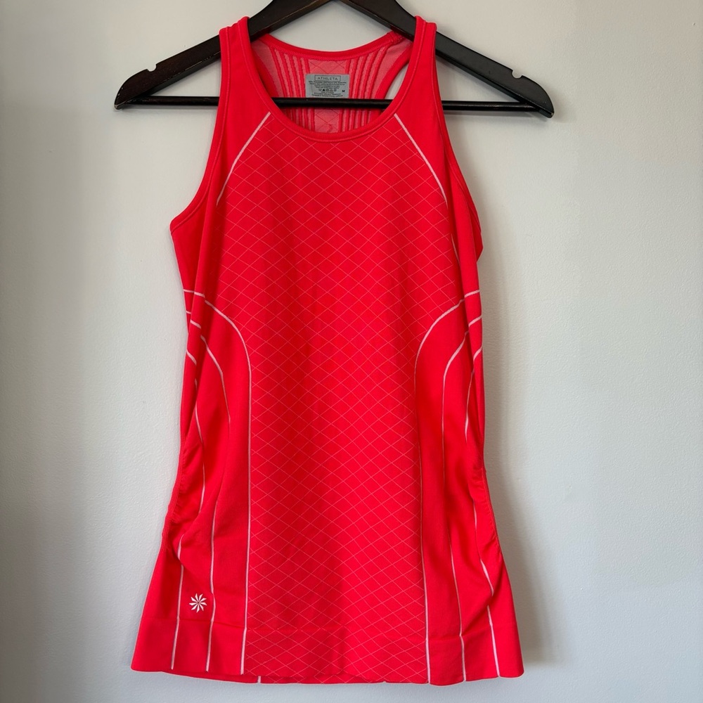 Athleta Finish Fast Line Racerback Tank Top Running Gym Workout Coral Sz Medium